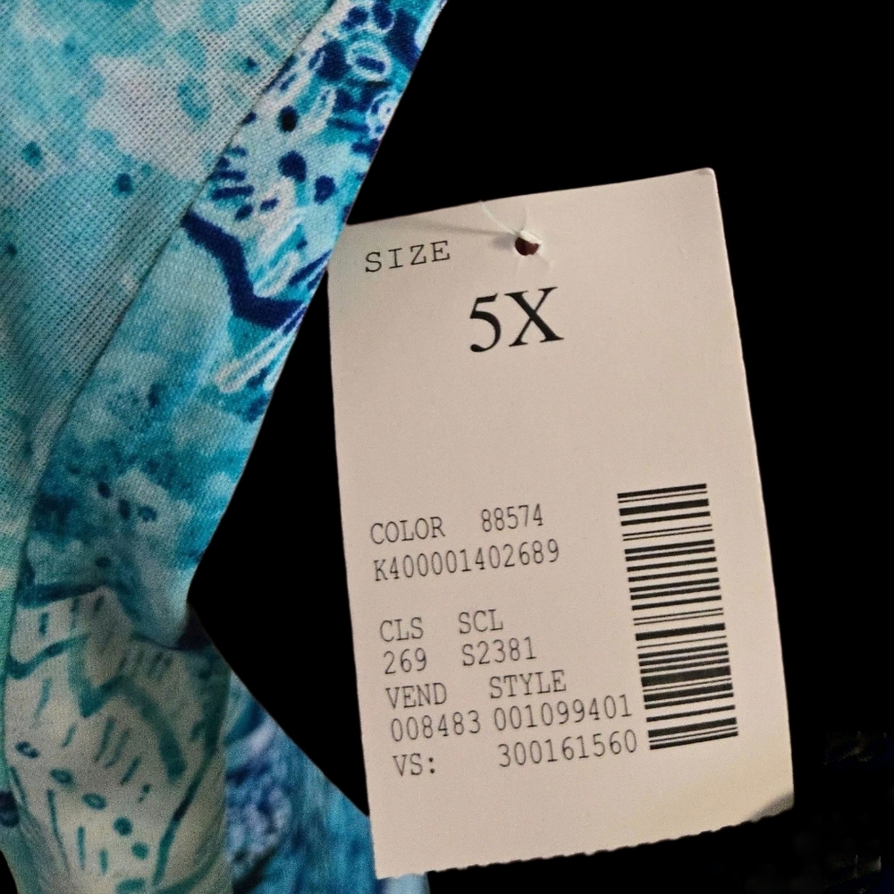 Catherines Sleevless Blue Floral Tunic Top. Size 5X US. NWT. - Picture 5 of 6